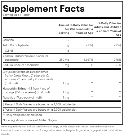 Kids Vitamin C (250mg) by Natural Factors 90 chewable (Tangy Orange) tablets