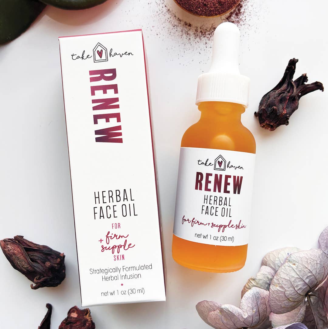 Face Oil: Renew for Aging and Mature Skin, Organic & Herbal by Take Haven 1 oz.