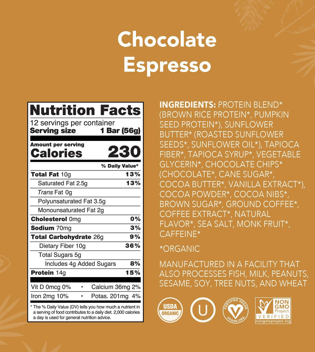 Chocolate Espresso Protein + Caffeine Bar by Aloha 1.98oz