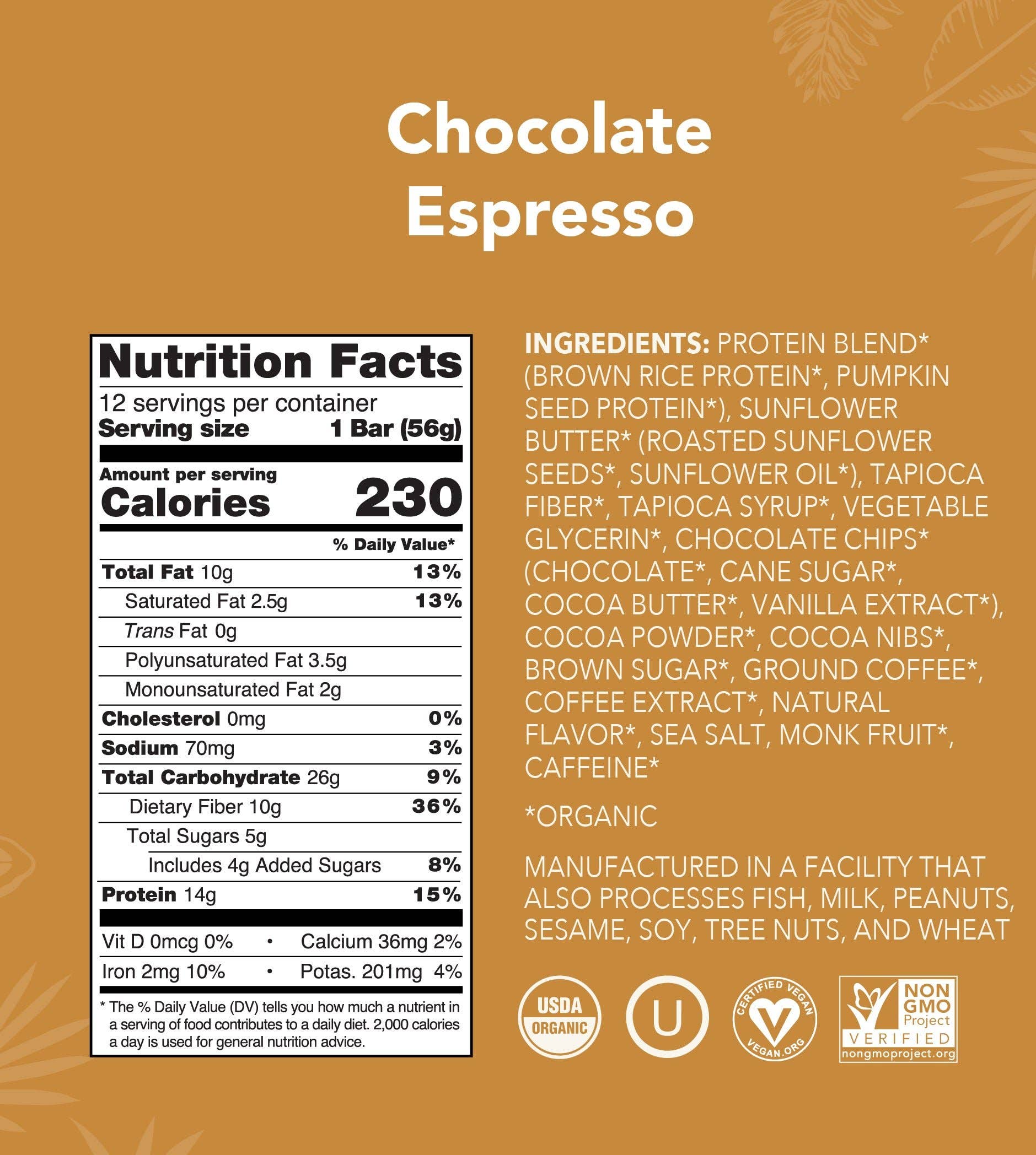 Chocolate Espresso Protein + Caffeine Bar by Aloha 1.98oz