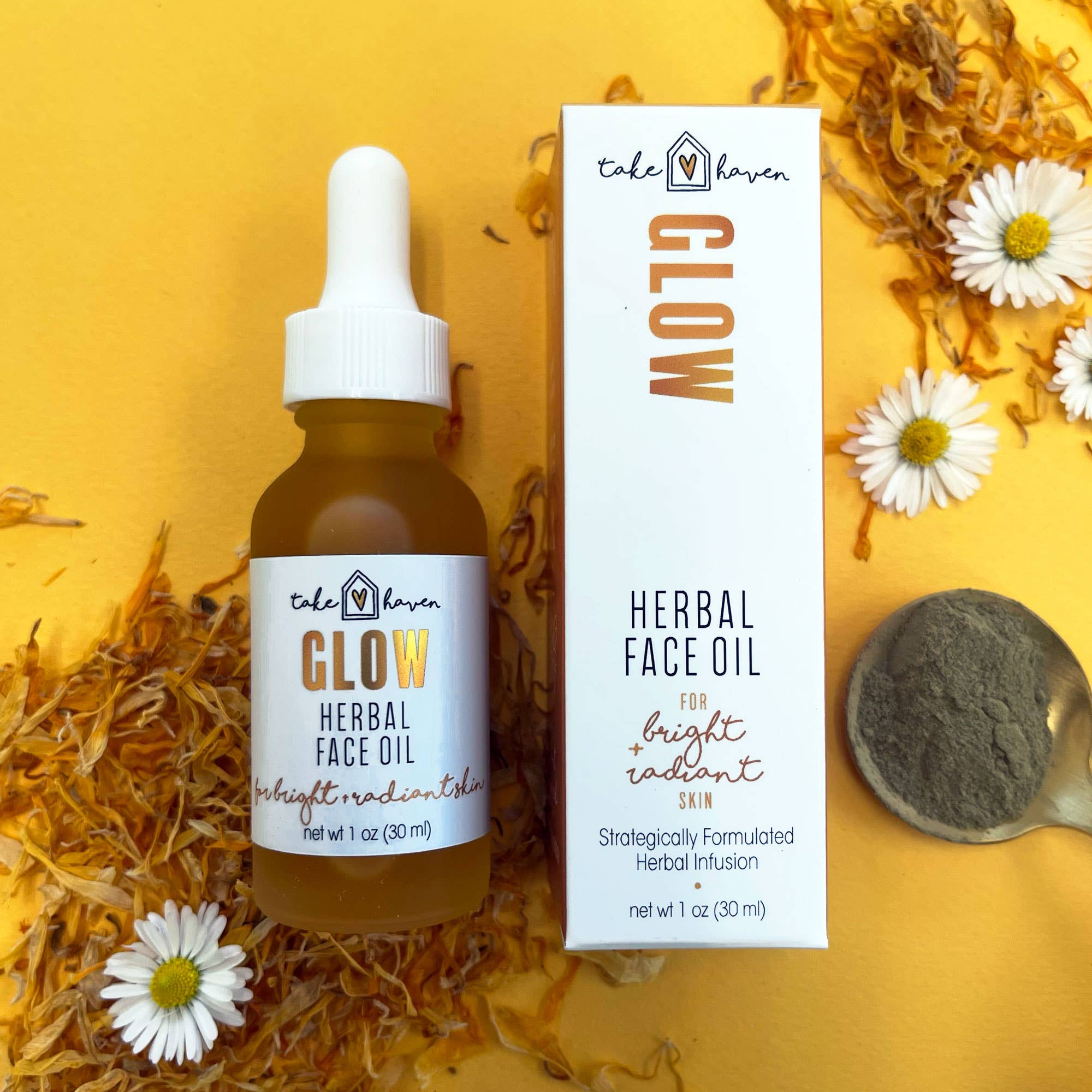 Face Oil: Glow Herbal Face Oil for Radiant Skin by Take Haven 1 oz