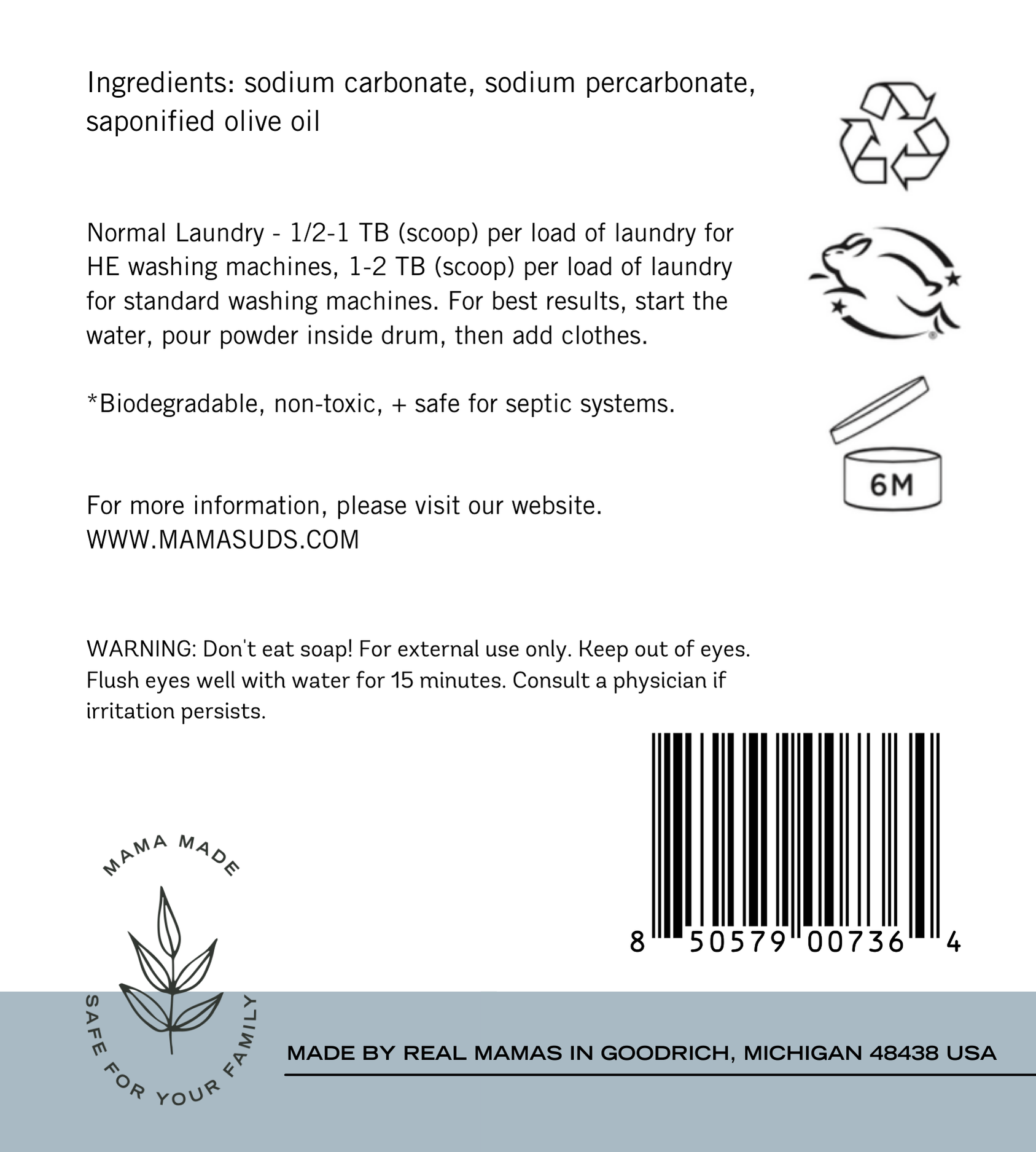 Laundry Soap Powder by MamaSuds 30oz