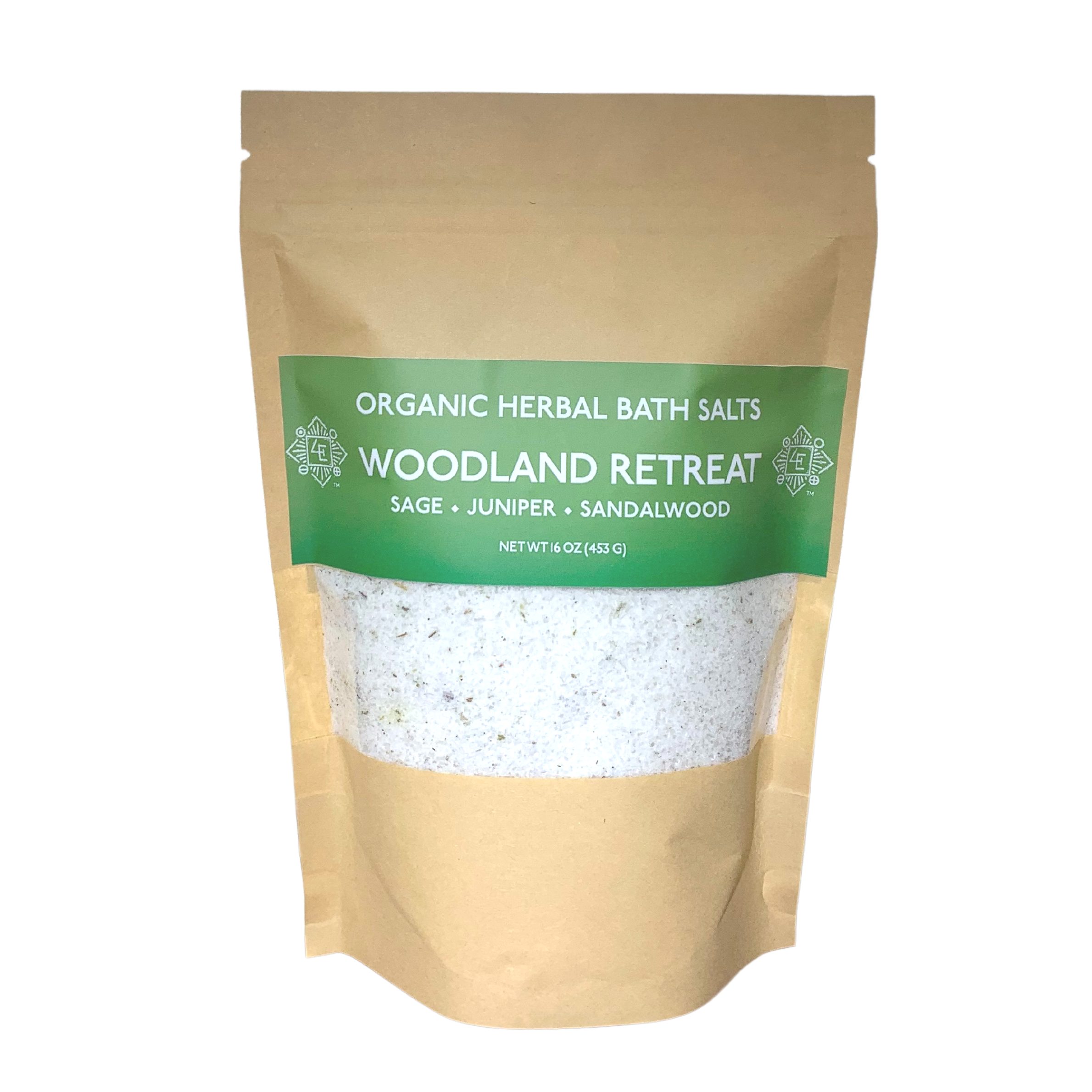 Woodland Retreat Bath Salts by Four Elements Organic Herbs 16 oz