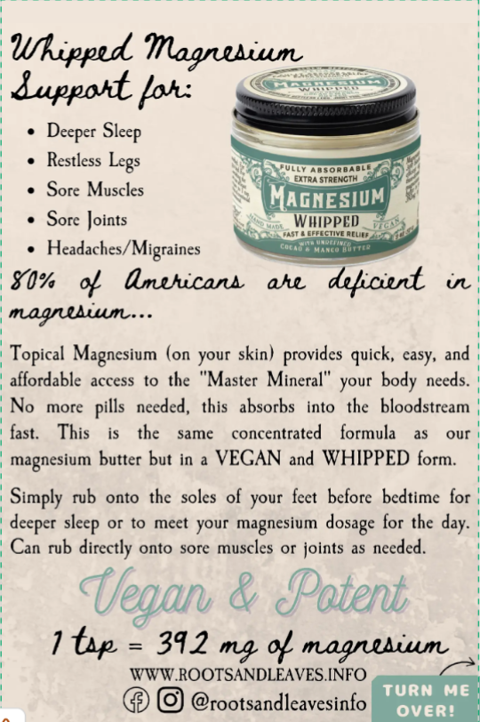 Magnesium Whipped By Roots and Leaves 2 oz