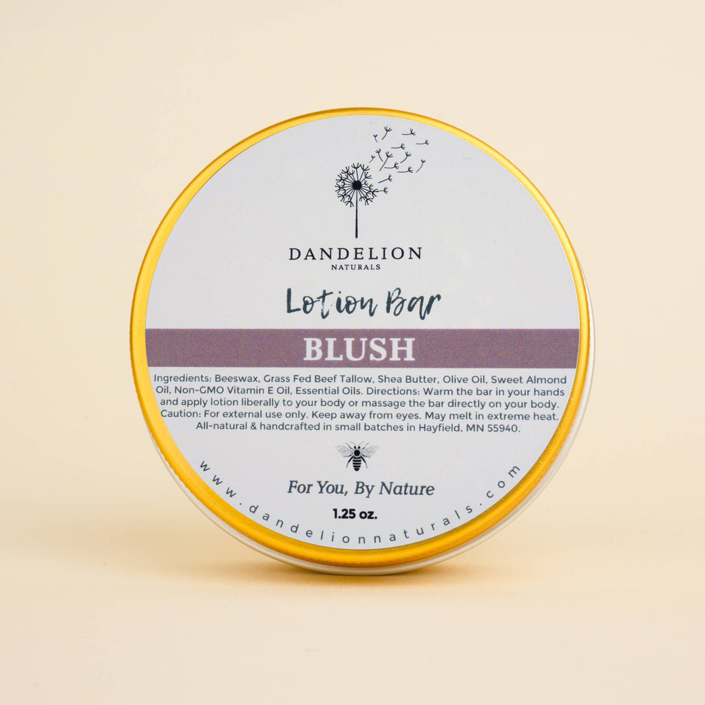 Tallow Lotion Bar with Patchouli, Lavender, Geranium | Blush by Dandelion Naturals 1.25 oz