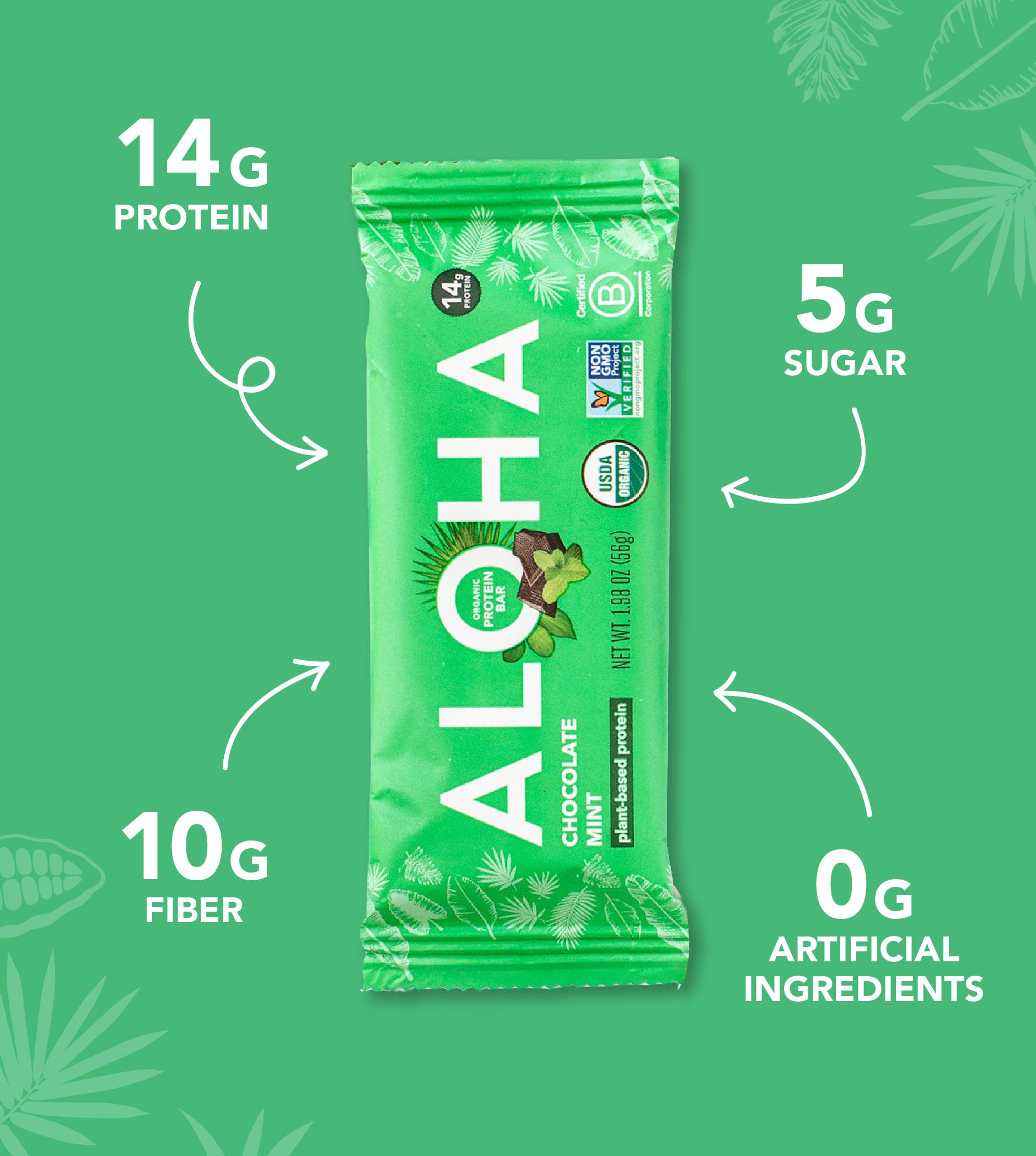Chocolate Mint Protein Bar by Aloha 1.98oz