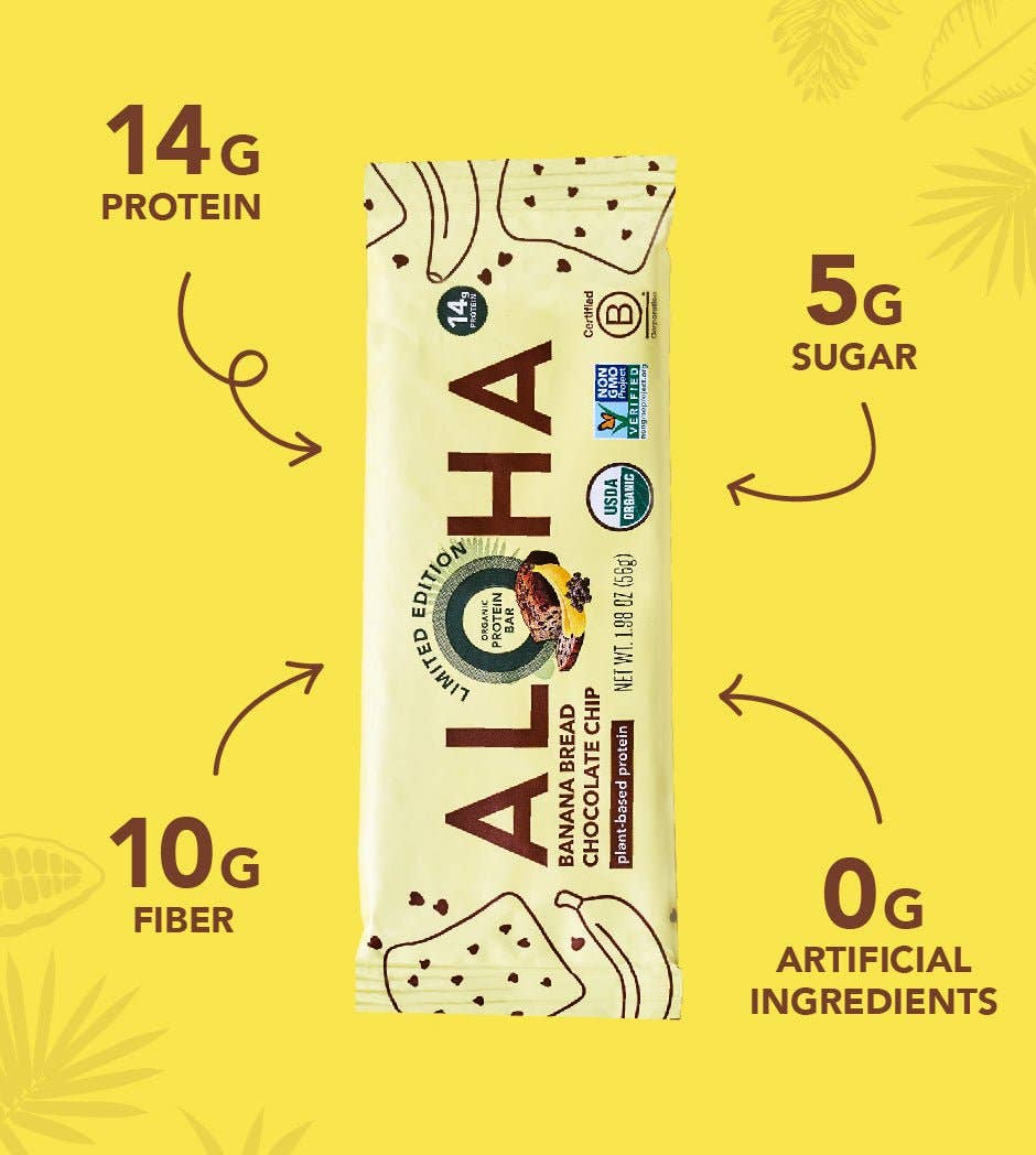 Banana Bread Chocolate Chip Protein Bar by Aloha 1.98oz