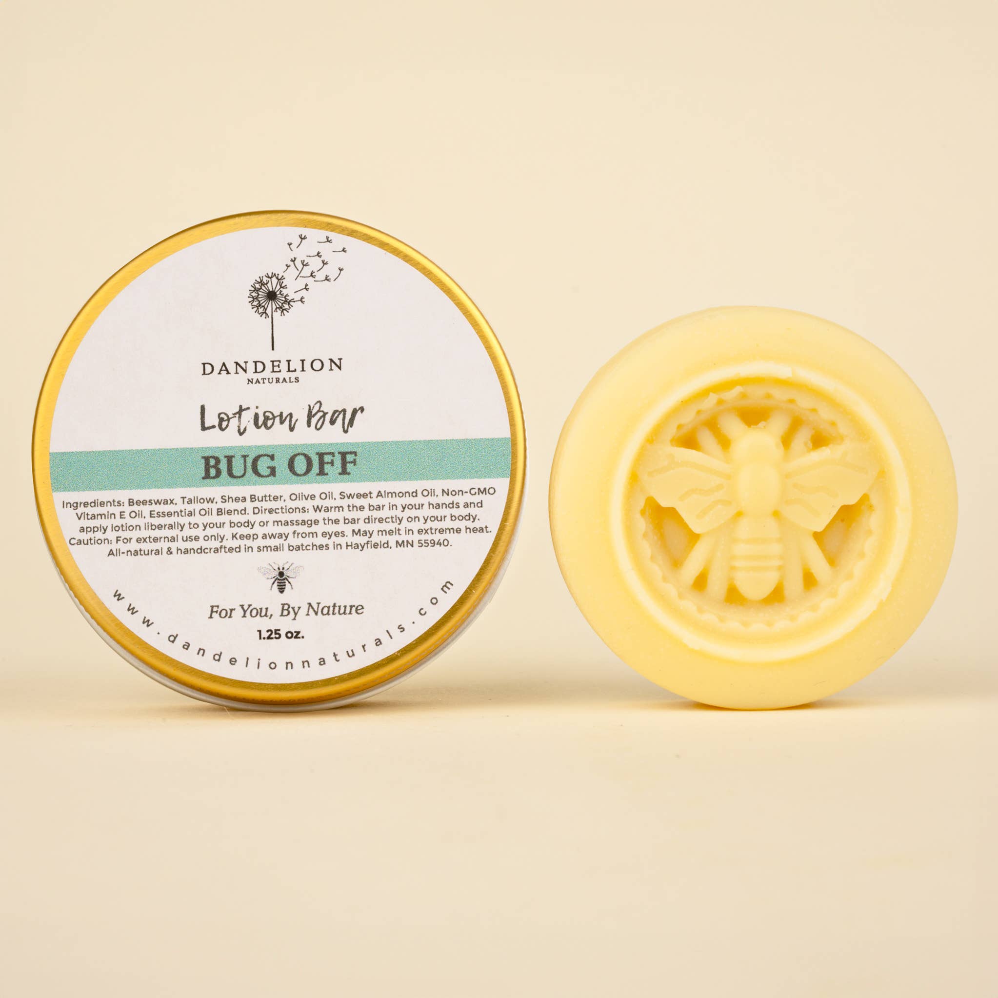 Tallow Lotion Bar | Bug Off by Dandelion Naturals 1.25 oz