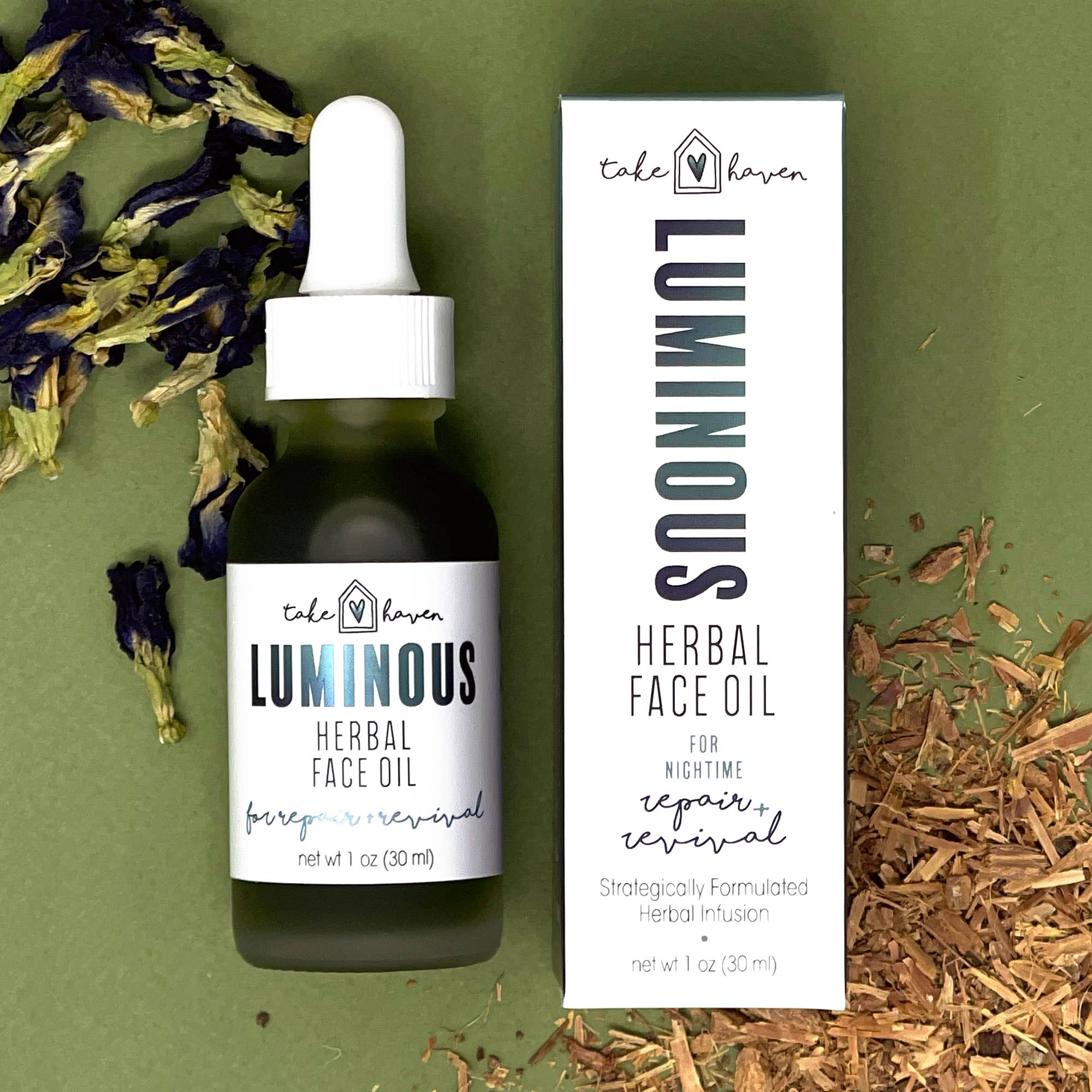 Face Oil: Luminous Herbal Evening Oil to Revive & Restore by Take Haven 1 oz
